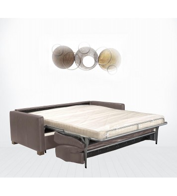 81" Taupe Leather And Black Sleeper Sofa