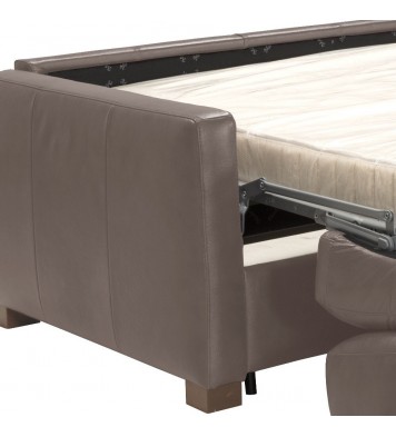 81" Taupe Leather And Black Sleeper Sofa