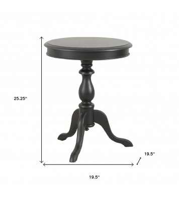 25" Black Manufactured Wood Round End Table