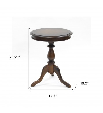 25" Dark Brown Manufactured Wood Round End Table