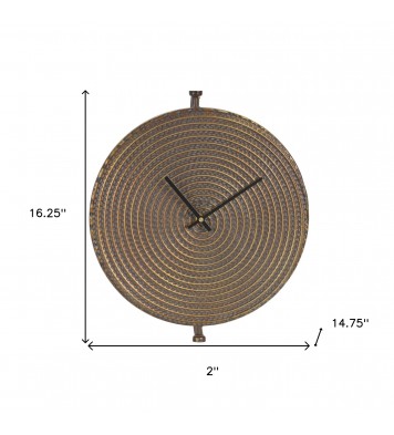 2" Circle Bronzemetal Analog Wall Clock