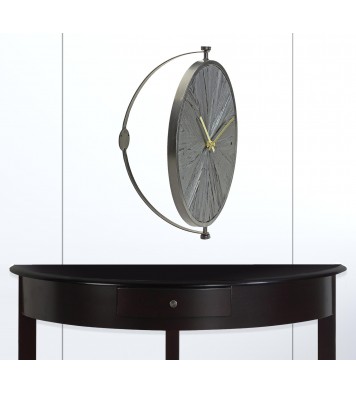 2" Circle Black Wood And Solid Wood Analog Wall Clock