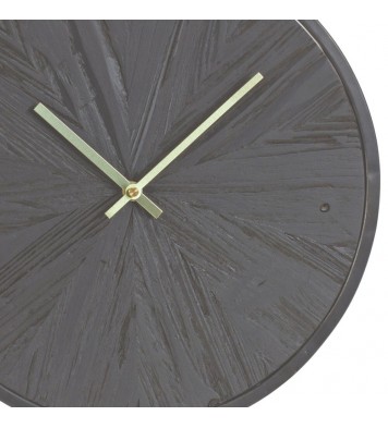 2" Circle Black Wood And Solid Wood Analog Wall Clock