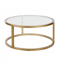 35" Gold Glass Round Coffee Table