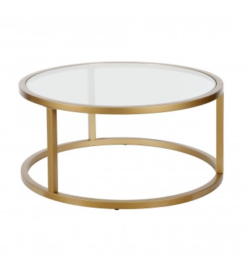 35" Gold Glass Round Coffee Table