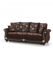 95" Brown Chenille Sleeper Sofa With Two Toss Pillows