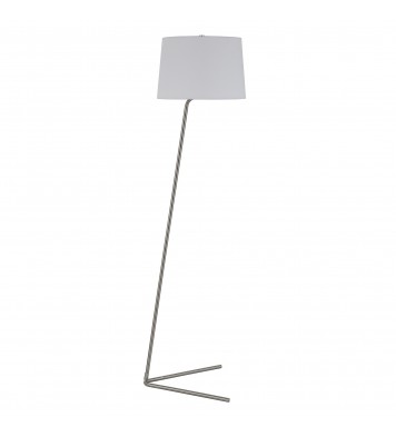 60" Nickel Novelty Floor Lamp With White Frosted Glass Drum Shade