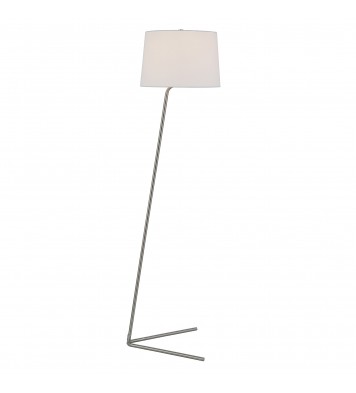 60" Nickel Novelty Floor Lamp With White Frosted Glass Drum Shade