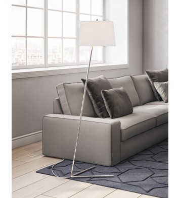 60" Nickel Novelty Floor Lamp With White Frosted Glass Drum Shade