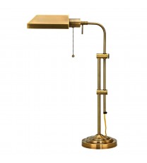 26" Bronze Metal Adjustable Table Lamp With Antiqued Brass Rectangular Shade