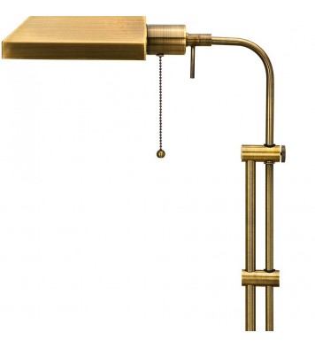 26" Bronze Metal Adjustable Table Lamp With Antiqued Brass Rectangular Shade