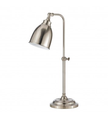 26" Nickel Metal Adjustable Table Lamp With Nickel Dome Shade