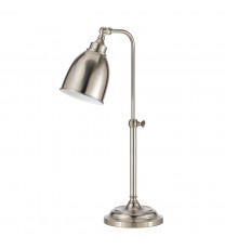 26" Nickel Metal Adjustable Table Lamp With Nickel Dome Shade