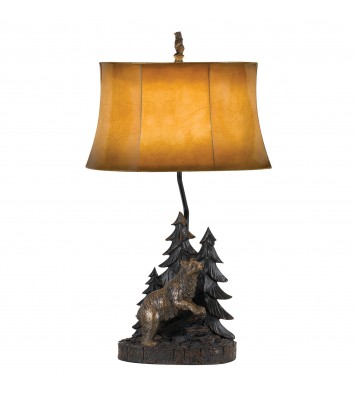 29" Bronze Bear in the Woods Table Lamp With Brown Bell Shade