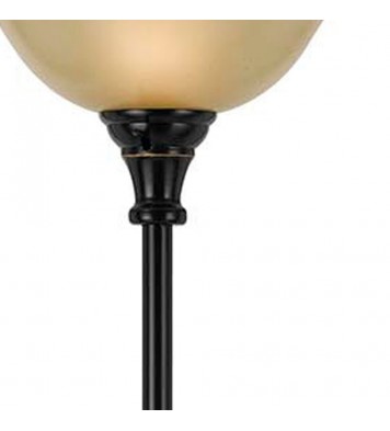 71" Bronze Two Light Torchiere Floor Lamp With Brown Frosted Glass Dome Shade