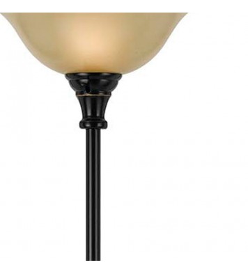 71" Bronze Two Light Torchiere Floor Lamp With Brown Frosted Glass Dome Shade