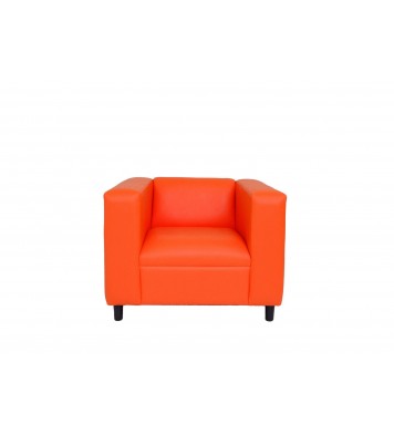 36" Orange And Black Faux Leather Arm Chair