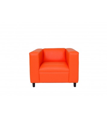 36" Orange And Black Faux Leather Arm Chair