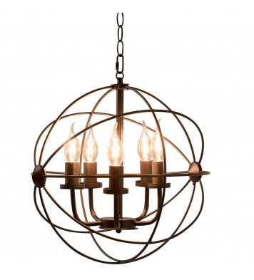 5 Light Modern Black Iron Sphere Modern Chandelier