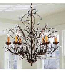 Antique Bronze 6-light Crystal and Iron Chandelier