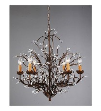 Antique Bronze 6-light Crystal and Iron Chandelier