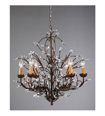 Antique Bronze 6-light Crystal and Iron Chandelier