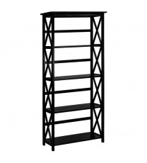 Tall 5-Tier Bookcase in Black Wood Finish