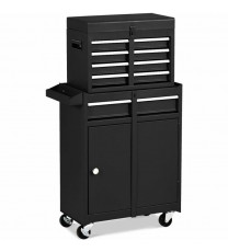 Black Heavy Duty Steel Lockable Rolling Garage Tool Chest Mobile Storage Cart