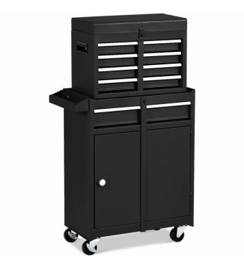 Black Heavy Duty Steel Lockable Rolling Garage Tool Chest Mobile Storage Cart