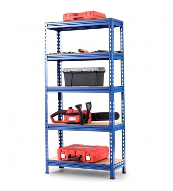 Heavy Duty 60 inch Adjustable 5-Shelf Metal Storage Rack in Navy Blue