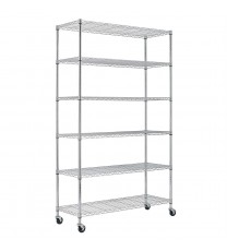 Heavy Duty 6-Shelf Metal Storage Rack Shelving Unit with Casters