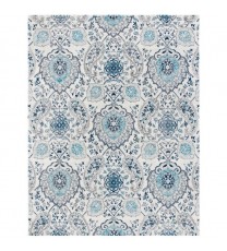 5' x 7' Coastal Blue Grey Damask Indoor Area Rug