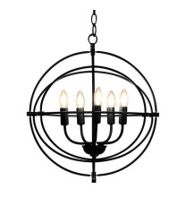 5 Light Brass Rustic Industrial Rotating Metal Chandelier