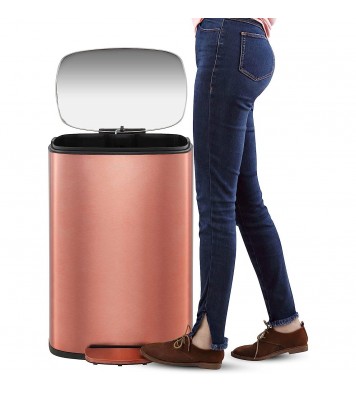 Set of 2 - Copper Gold Step-on Trash Can - 13-Gallon and 1.3-Gallon