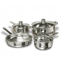 7-Piece Stainless Steel Cookware Set with Tempered Glass Lids