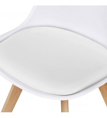 Set of 4 Modern White Shell Dining Chair Upholstered Padded Seat w/ Beechwood  Legs