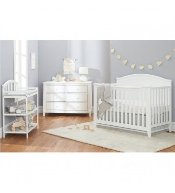 3 Piece Crib Changing Station 6 Drawer Dresser Nursery Furniture Set White