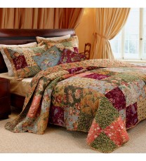 King 100% Cotton Floral Paisley Quilt Set w/ 2 Shams & 2 Pillows