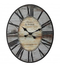 Gray Oversized Distressed Paris Wood Wall Clock