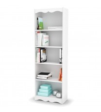 White 72-inch High Bookcase with Soft Arches and 5 Shelves