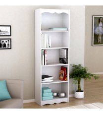 White 72-inch High Bookcase with Soft Arches and 5 Shelves