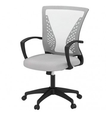 Gray Modern Mid-Back Ergonomic Mesh Office Desk Chair with Armrest on Wheels