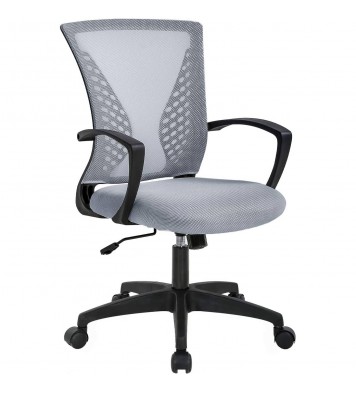 Gray Modern Mid-Back Ergonomic Mesh Office Desk Chair with Armrest on Wheels