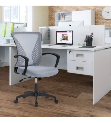 Gray Modern Mid-Back Ergonomic Mesh Office Desk Chair with Armrest on Wheels