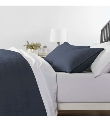 3 Piece Microfiber Farmhouse Coverlet Bedspread Set Navy, King/California King