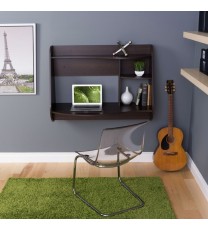 Espresso Wall-Mount Modern Floating Desk for Laptop Computer or Tablet