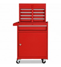 Red Heavy Duty Steel Lockable Rolling Tool Chest Mobile Garage Storage Cart