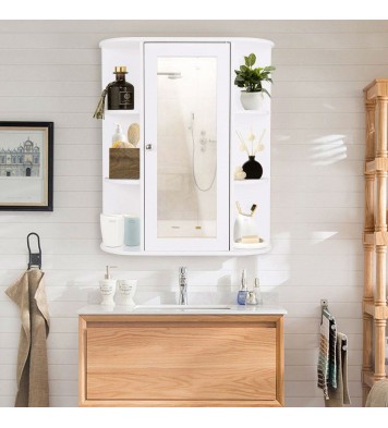 White Bathroom Wall Mounted Medicine Cabinet with Storage Shelves