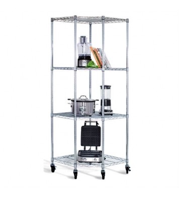 Heavy Duty 4-Tier Corner Storage Rack Shelving Unit with Casters