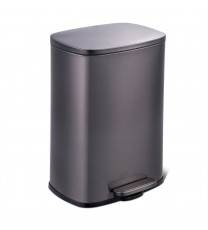 13 Gallon Black Stainless Steel Kitchen Trash Can with Step Open Lid